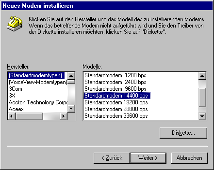 Neues Modem installieren