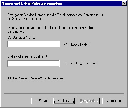 Name und E-Mail